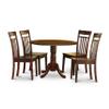 East West Furniture DLCA5-MAH-W 5 Piece Dining Set Includes a Round Dining Room Table with Dropleaf and 4 Wood Seat Chairs, 42x42 Inch, Mahogany view 1