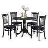 East West Furniture DLGR5-BLK-W 5 Piece Dining Room Table Set Includes a Round Dining Table with Dropleaf and 4 Wood Seat Chairs, 42x42 Inch, Black view 1
