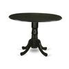 East West Furniture DLGR5-BLK-W 5 Piece Dining Room Table Set Includes a Round Dining Table with Dropleaf and 4 Wood Seat Chairs, 42x42 Inch, Black view 2