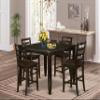 East West Furniture FAIR5-CAP-W 5 Piece Counter Height Dining Set Includes a Square Dining Table with Pedestal and 4 Kitchen Chairs, 54x54 Inch, Cappuccino view 2