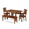 East West Furniture MLDU5D-MAH-W 5 Piece Dining Table Set for 4 Includes a Rectangle Kitchen Table with Butterfly Leaf and 2 Dining Chairs with 2 Benches, 36x54 Inch, Mahogany view 1