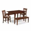 East West Furniture MLNO5C-MAH-C 5 Piece Dining Set Includes a Rectangle Dining Room Table with Butterfly Leaf and 2 Linen Fabric Kitchen Chairs with 2 Benches, 36x54 Inch, Mahogany view 1