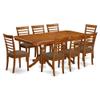 East West Furniture NAML9-SBR-C 9 Piece Dining Room Furniture Set Includes a Rectangle Kitchen Table with Butterfly Leaf and 8 Linen Fabric Upholstered Chairs, 40x78 Inch, Saddle Brown view 1