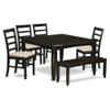 East West Furniture PARF6-CAP-C 6 Piece Dining Table Set Contains a Square Dinner Table with Butterfly Leaf and 4 Linen Fabric Dining Room Chairs with a Bench, 54x54 Inch, Cappuccino view 1