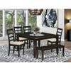 East West Furniture PARF6-CAP-C 6 Piece Dining Table Set Contains a Square Dinner Table with Butterfly Leaf and 4 Linen Fabric Dining Room Chairs with a Bench, 54x54 Inch, Cappuccino view 2