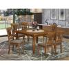 East West Furniture PFPL7-SBR-C 7 Piece Dining Table Set Consist of a Square Dining Room Table with Butterfly Leaf and 6 Linen Fabric Upholstered Chairs, 54x54 Inch, Saddle Brown view 2