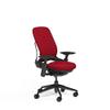 Steelcase Leap Plus Desk Chair in Buzz2 Rouge Red Fabric - 500 lb Weight Capacity - 4-Way Highly Adjustable Arms - Black Frame and Base - Standard Carpet Casters view 1