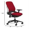 Steelcase Leap Plus Desk Chair in Buzz2 Rouge Red Fabric - 500 lb Weight Capacity - 4-Way Highly Adjustable Arms - Black Frame and Base - Standard Carpet Casters view 3