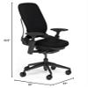 Steelcase Leap Desk Chair Black Leather Seat and Back - Highly Adjustable Arms - Black Frame and Base - Standard Carpet Casters view 3