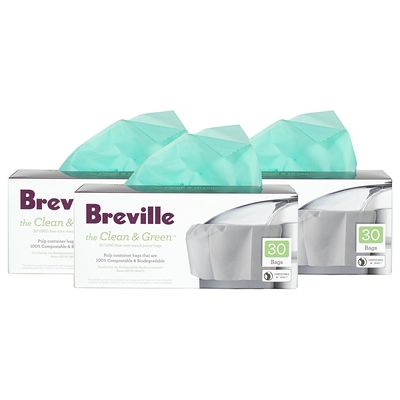 Breville Clean and Green Biodegradable Pulp Container Bag for Juicers, Set of 90