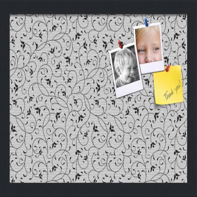 PinPix ArtToFrames 16x10 Custom Cork Bulletin Board Bk Seemless Flower Poster Board Has a Fabric Style Canvas Finish, Framed in Satin Black (PinPix-122)