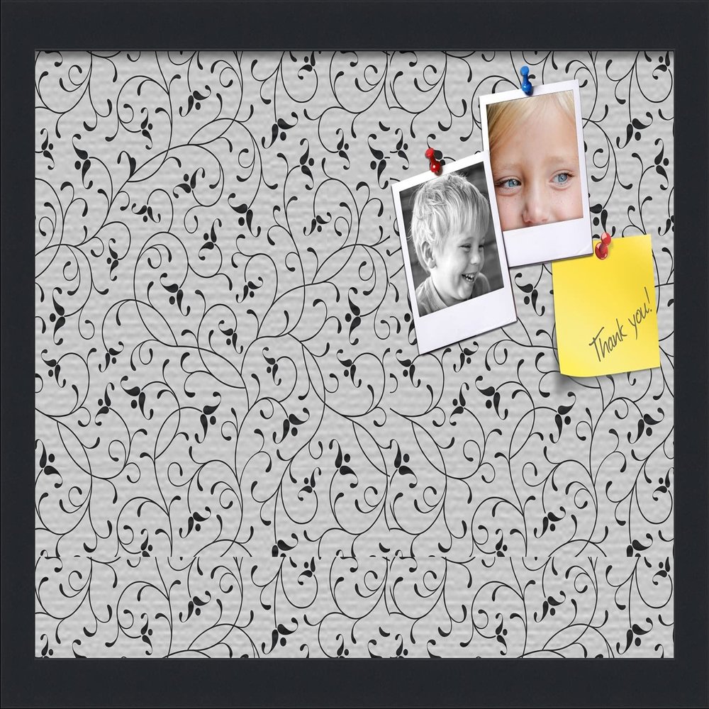 PinPix ArtToFrames 16x10 Custom Cork Bulletin Board Bk Seemless Flower Poster Board Has a Fabric Style Canvas Finish, Framed in Satin Black (PinPix-122)