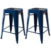 AmeriHome 2-Piece Metal Bar Stool, Blue, 24-Inch view 1
