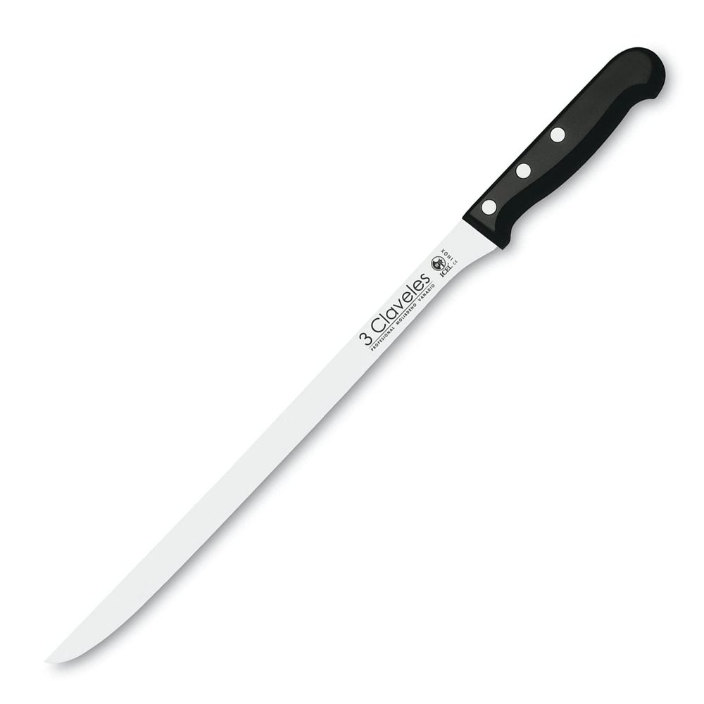 3 Claveles Ham Knife 30 cm, Stainless Steel, Black