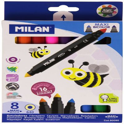 MILAN Caja 8 rotuladores Maxi Bicolores