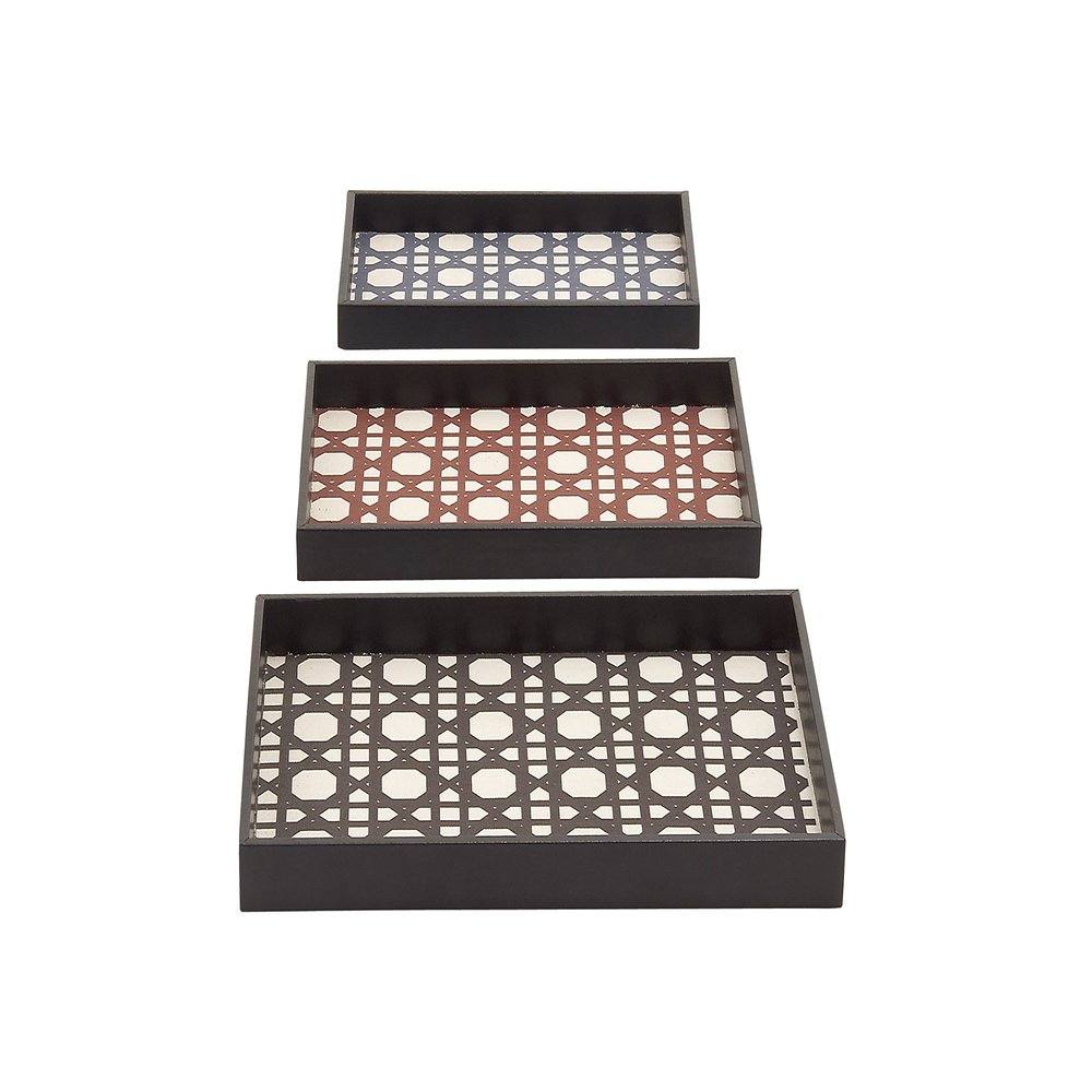 Deco 79 91825 Wood Vinyl Trays (Set of 3) 21", 19", 17" W