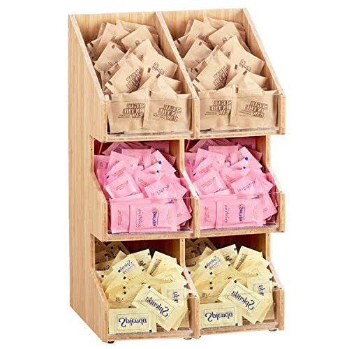 Cal-Mil 2054-60 Condiment Organizer, 6 Compartments, 16" Height, 10.25" Width, 6.75" Length, Bamboo