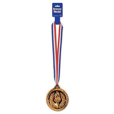 Beistle 54616 Bronze Medal With Ribbon, Pack Of 12