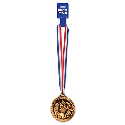 Beistle 54616 Bronze Medal With Ribbon, Pack Of 12
