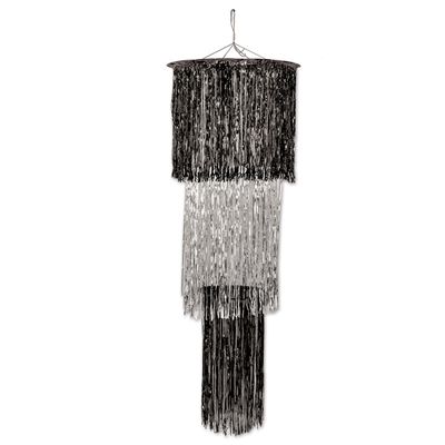 Beistle Party Decoration 3 - Tier Shimmering Chandelier Black and Silver 4' (1/Pkg) - 6 Pack