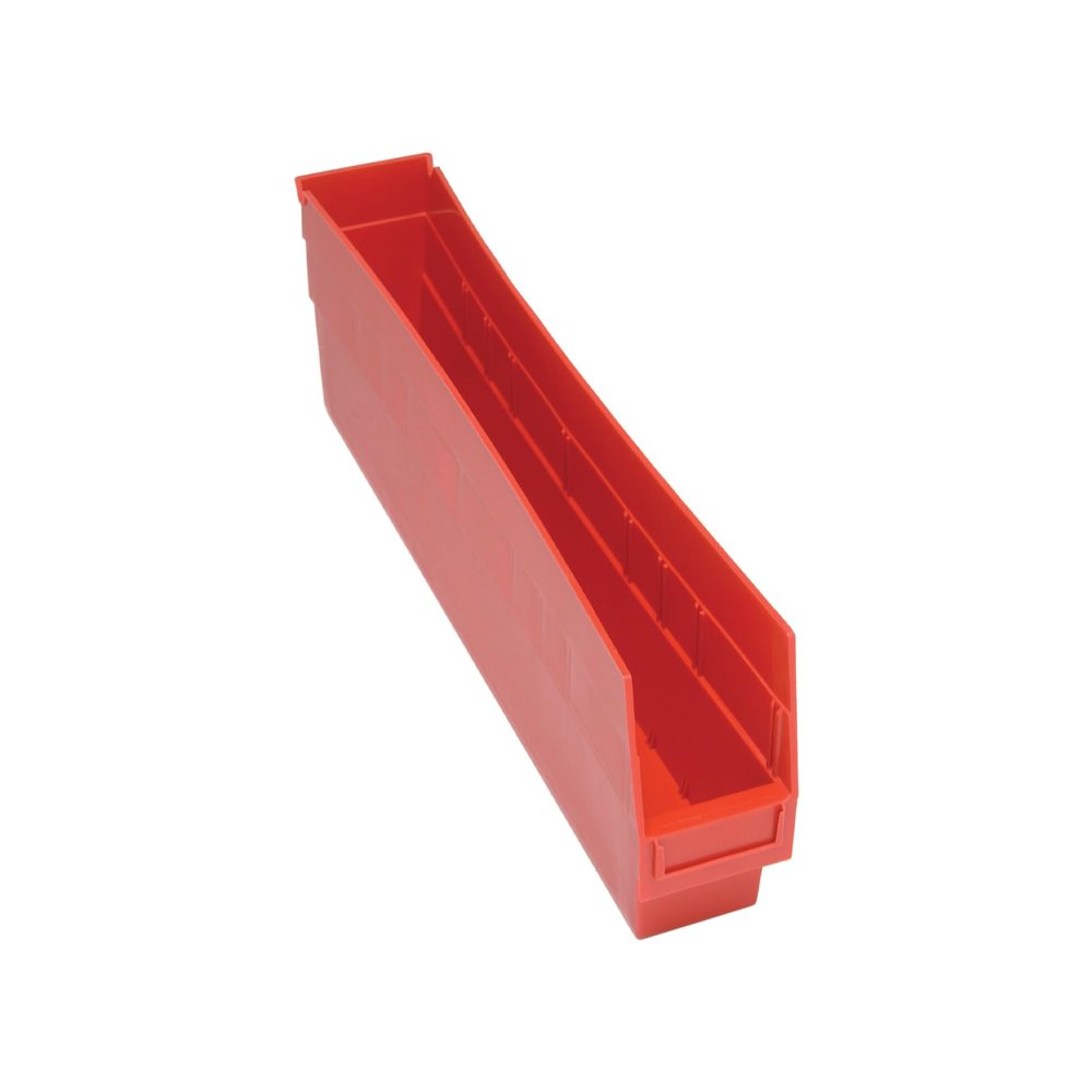 Quantum QSB205RD Store More Shelf Bin, 23-5/8" Length x 4-1/8" Width x 6" Height, Red, Pack of 16