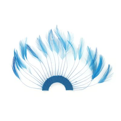 Dark Turquoise Stripped Hackle Feather Plate- 12pcs Millinery Craft Fascinators for Women