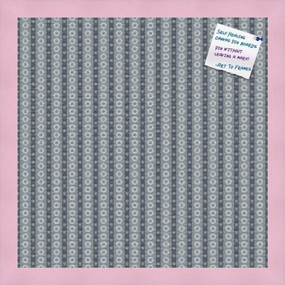 PinPix Decorative pin Cork Bulletin Board Made from Canvas, Retro Graphic Circular Spotted Pattern Printed at 16x16 Inches and Framed in Baby Pink Stain on Beech (PinPix-224)