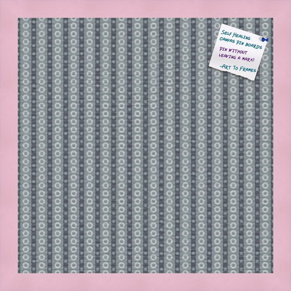 PinPix Decorative pin Cork Bulletin Board Made from Canvas, Retro Graphic Circular Spotted Pattern Printed at 16x16 Inches and Framed in Baby Pink Stain on Beech (PinPix-224)
