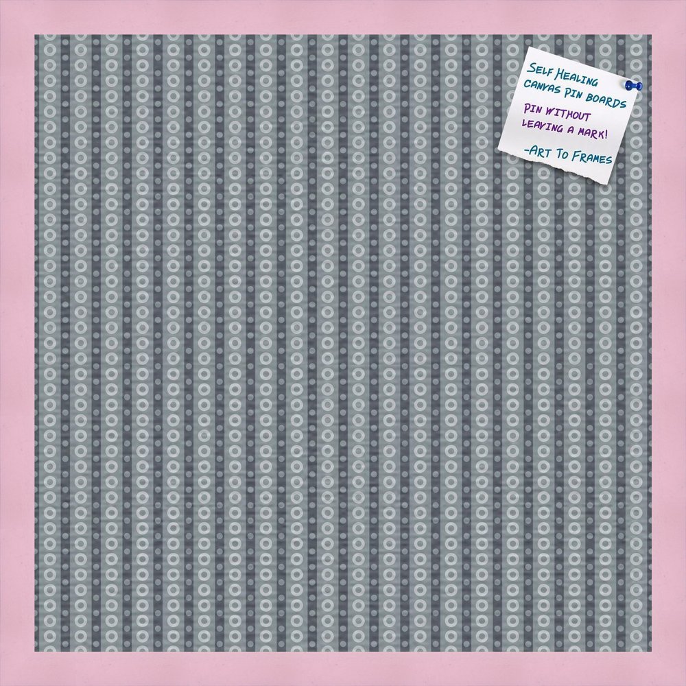 PinPix Decorative pin Cork Bulletin Board Made from Canvas, Retro Graphic Circular Spotted Pattern Printed at 20x20 Inches and Framed in Baby Pink Stain on Beech (PinPix-224)