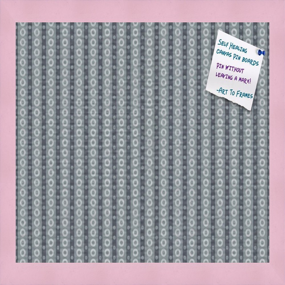 PinPix Decorative pin Cork Bulletin Board Made from Canvas, Retro Graphic Circular Spotted Pattern Printed at 18x12 Inches and Framed in Baby Pink Stain on Beech (PinPix-224)