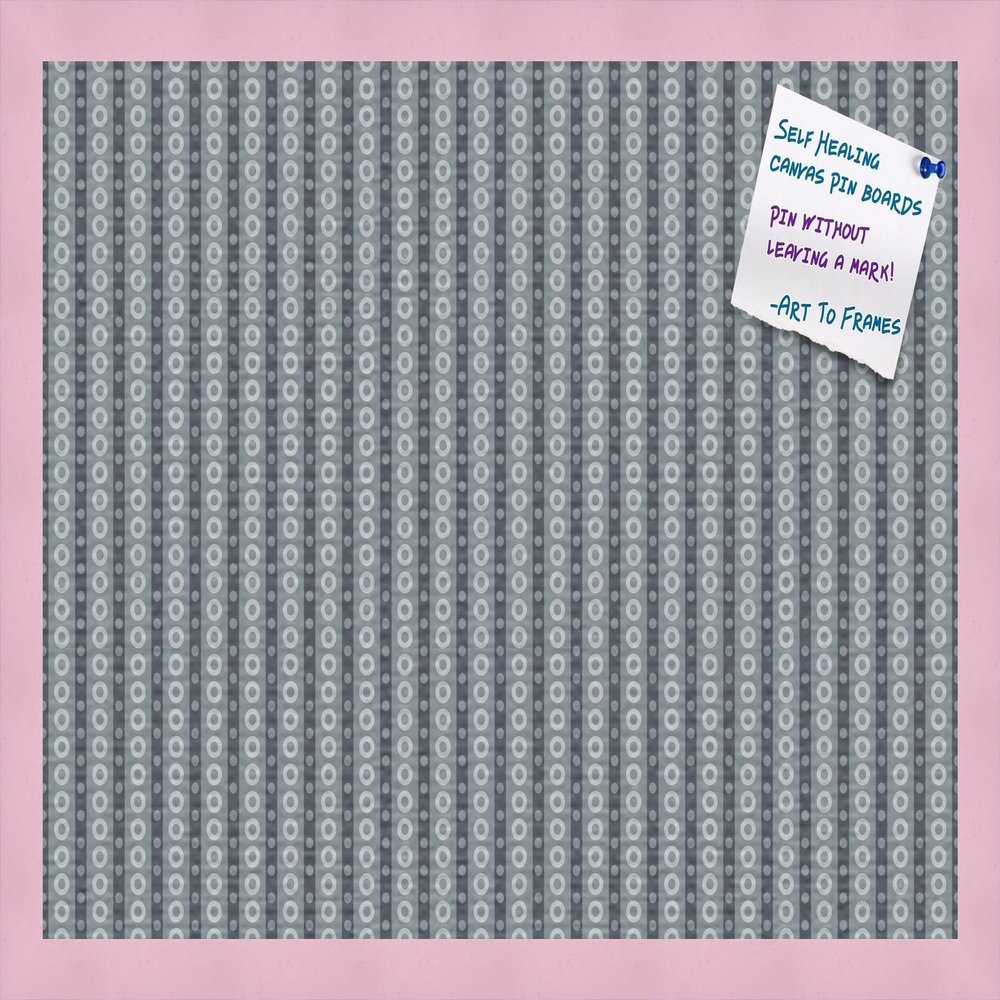 PinPix Decorative pin Cork Bulletin Board Made from Canvas, Retro Graphic Circular Spotted Pattern Printed at 24x16 Inches and Framed in Baby Pink Stain on Beech (PinPix-224)