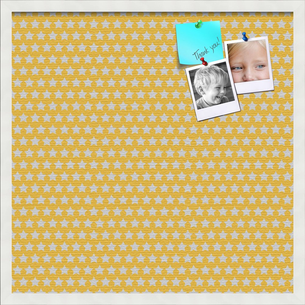 PinPix Decorative pin Cork Bulletin Board Made from self-Healing Canvas, Vintage Patterns Printed at 24x24 Inches and Framed in Satin White Frame(WOM59504)