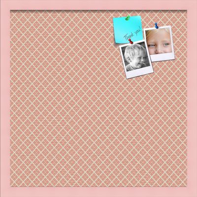 PinPix Decorative pin Cork Bulletin Board Made from Canvas, Abstract Pattern Printed at 20x20 Inches and Framed in Baby Pink Stain on Beech (PinPix-306)
