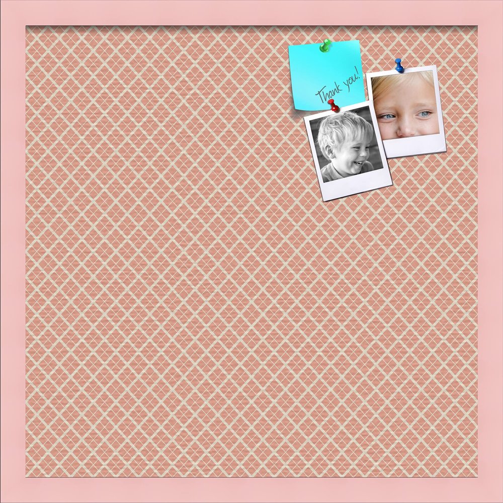 PinPix Decorative pin Cork Bulletin Board Made from Canvas, Abstract Pattern Printed at 20x20 Inches and Framed in Baby Pink Stain on Beech (PinPix-306)