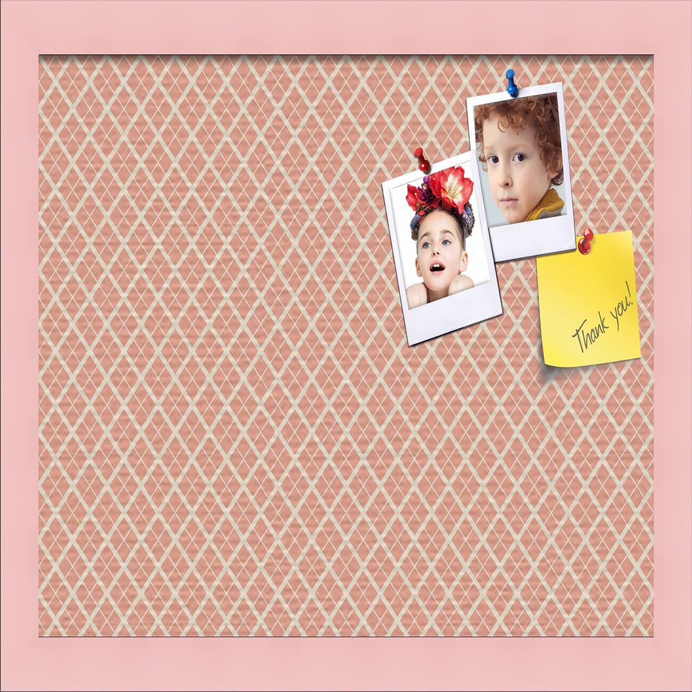 PinPix Decorative pin Cork Bulletin Board Made from Canvas, Abstract Pattern Printed at 18x12 Inches and Framed in Baby Pink Stain on Beech (PinPix-306)