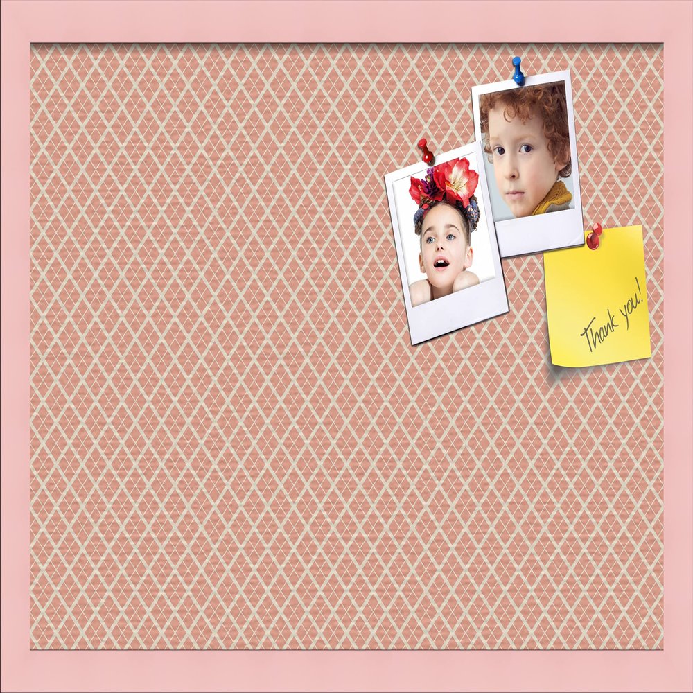 PinPix Decorative pin Cork Bulletin Board Made from Canvas, Abstract Pattern Printed at 24x16 Inches and Framed in Baby Pink Stain on Beech (PinPix-306)