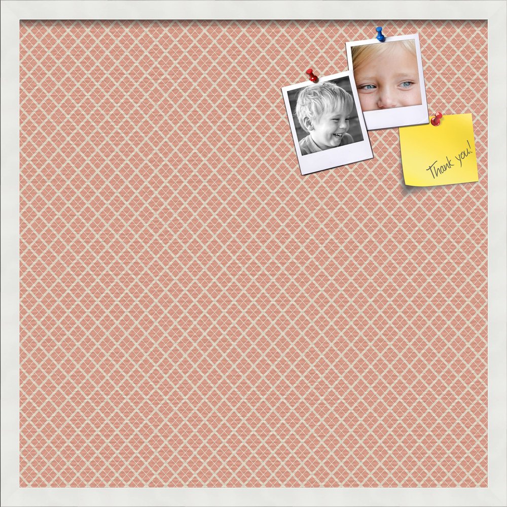 PinPix Decorative pin Cork Bulletin Board Made from self-Healing Canvas, Abstract Pattern Printed at 24x24 Inches and Framed in Satin White Frame(WOM59504)