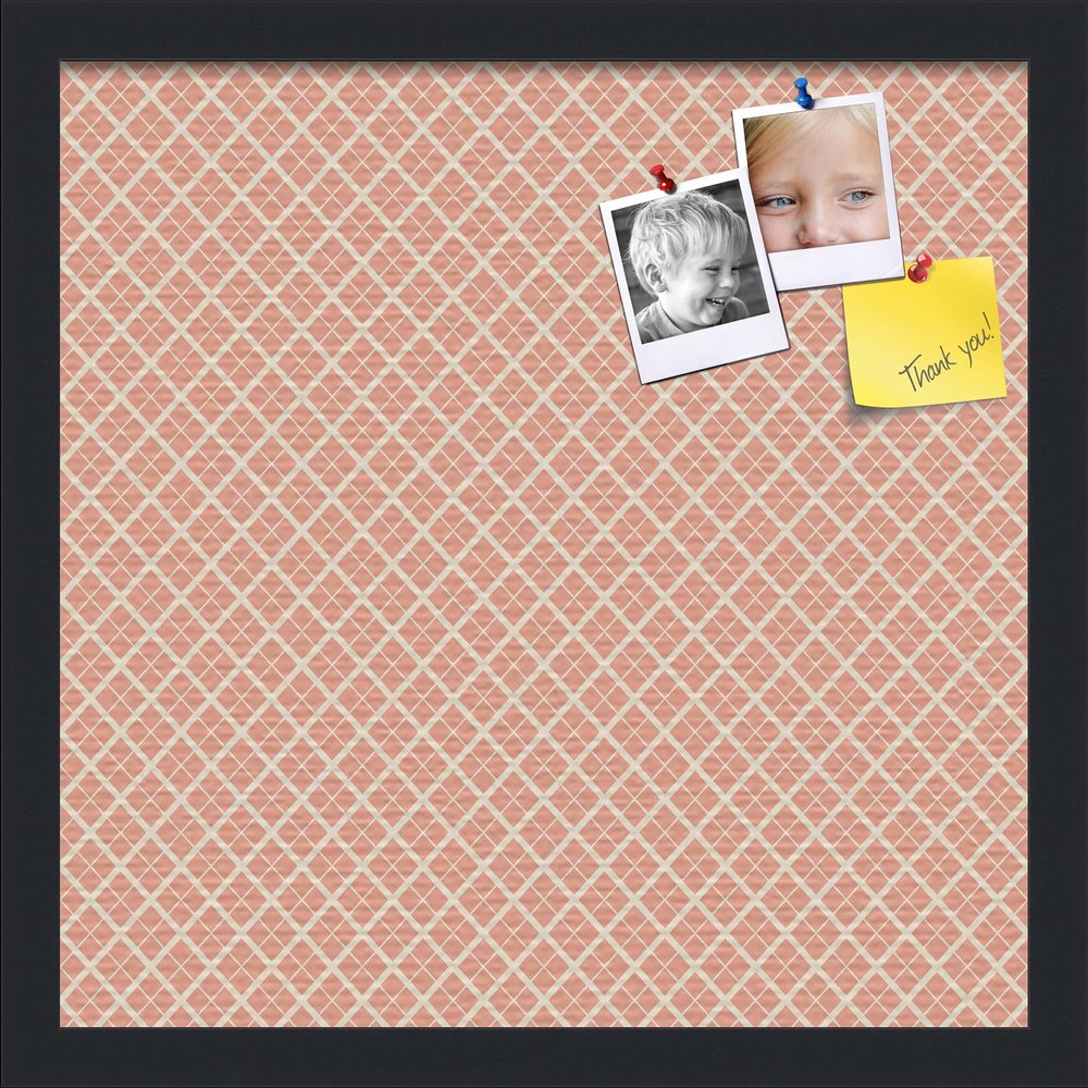 PinPix Decorative pin Cork Bulletin Board Made from Canvas, Abstract Pattern Printed at 16x16 Inches and Framed in Satin Black (PinPix-306)