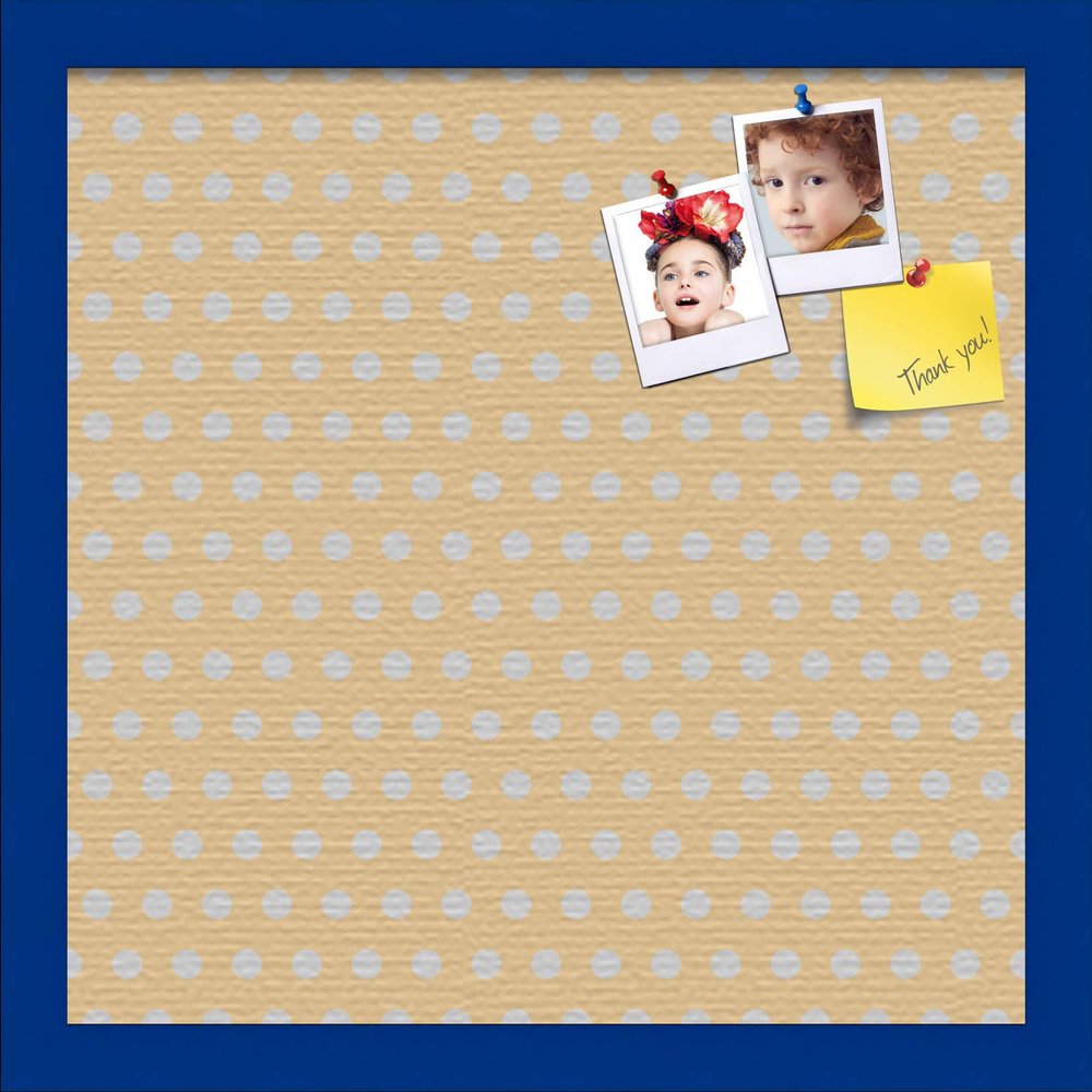 ArtToFrames 16x16 Inch Custom Cork Bulletin Board. This Classic Patterns Pin Board Comes Has a Fabric Style Canvas Finish, in a Blue Stain on Beech Frame (PinPix-266-16x16_0066-81792-YBLU)