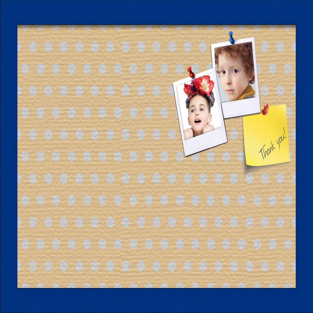 ArtToFrames 18x12 Inch Custom Cork Bulletin Board. This Classic Patterns Pin Board Comes Has a Fabric Style Canvas Finish, in a Blue Stain on Beech Frame (PinPix-266-18x12_0066-81792-YBLU)
