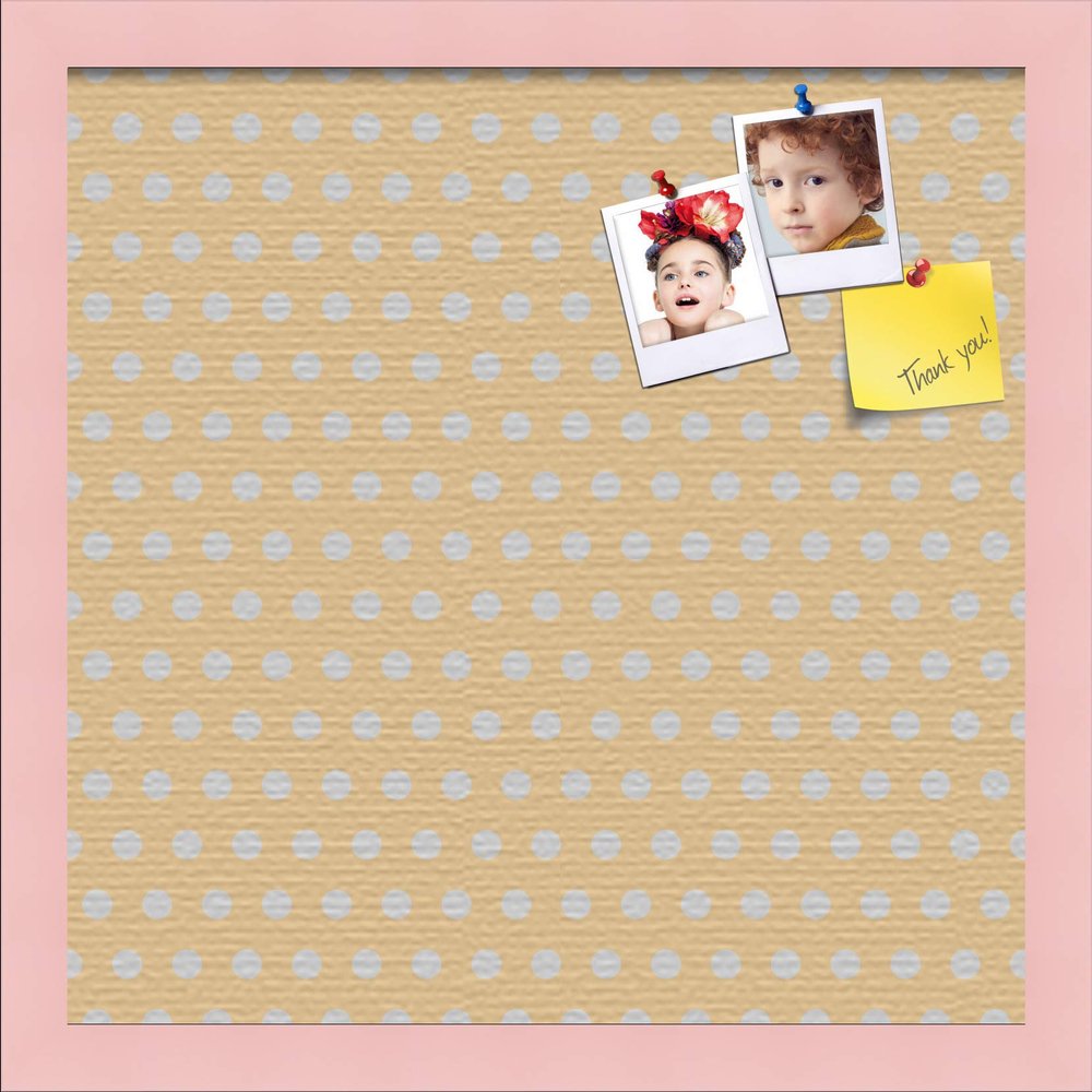 ArtToFrames 16x16 Inch Custom Cork Bulletin Board. This Classic Patterns Pin Board Comes Has a Fabric Style Canvas Finish, in a Baby Pink on Beech Frame (PinPix-266-16x16_0066-81792-YPNK)