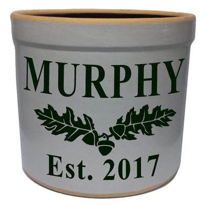 2 Gallon Personalized Stoneware Crock - OAKLEAF