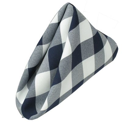Set Table Napkins Checkered 20 X 20 Inch (10 Units) Navy Blue By Broward Linens