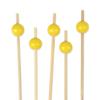 BambooMN Decorative Ball End Cocktail Fruit Sandwich Picks Skewers for Catered Events, Holiday's, Restaurants or Buffets Party Supplies - 4.7" Bright Yellow, 300 Pcs view 1