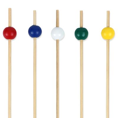 BambooMN Decorative Ball End Cocktail Fruit Sandwich Picks Skewers for Catered Events, Holiday's, Restaurants or Buffets Party Supplies - 4.7" Assorted, 300 Pcs