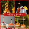 BambooMN Decorative Ball End Cocktail Fruit Sandwich Picks Skewers for Catered Events, Holiday's, Restaurants or Buffets Party Supplies - 4.7" Assorted, 300 Pcs view 3