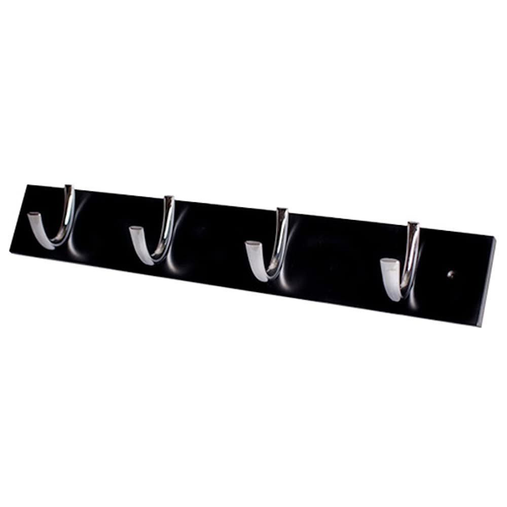 Bulk Hardware BH03323 Small Single Ribbed Hooks x 4 Polished Chrome Finish on Black Rail