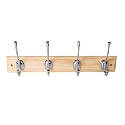 Bulk Hardware BH03314 Ball End Hat and Coat Hooks on Pine Rail with Bright Chrome Finish