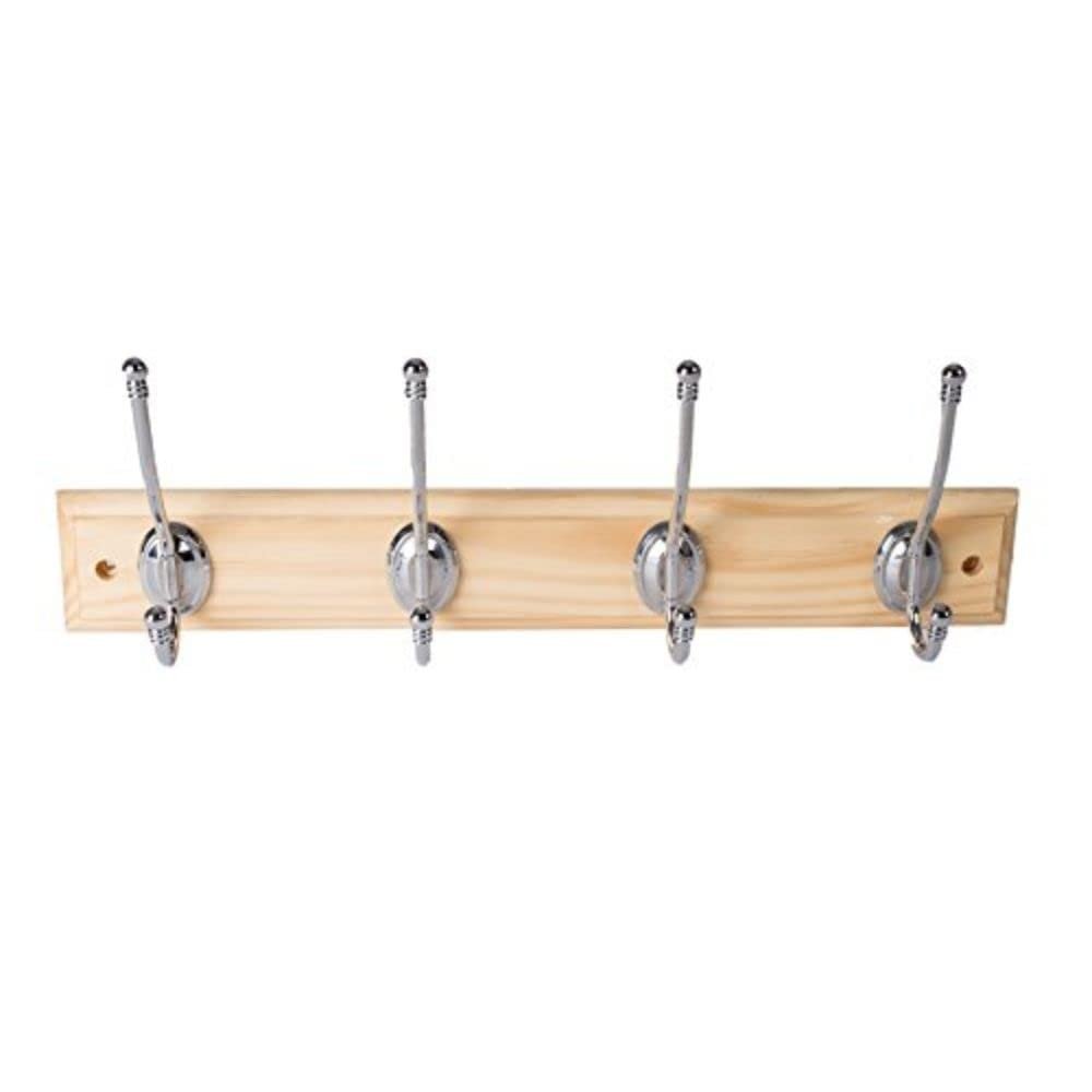 Bulk Hardware BH03314 Ball End Hat and Coat Hooks on Pine Rail with Bright Chrome Finish