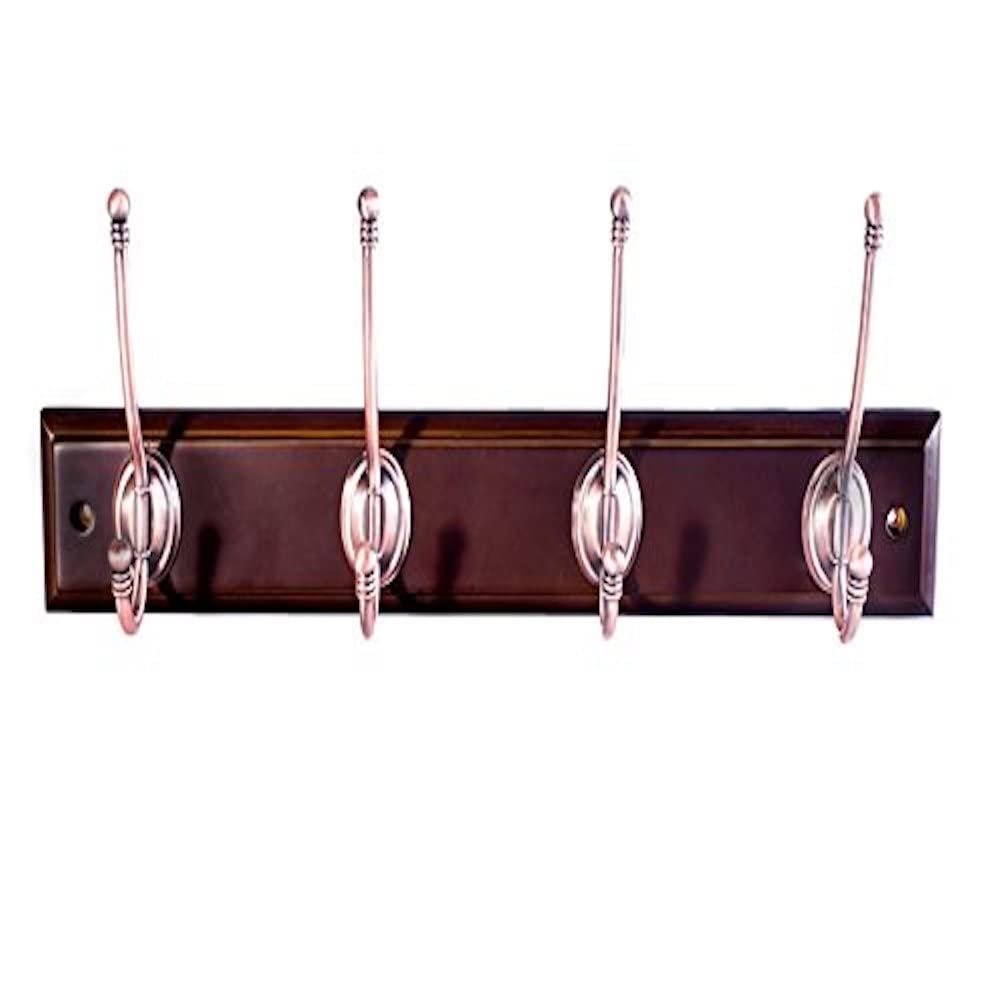 Bulk Hardware BH03313 Ball End Hat and Coat Hooks on Antique Rail with Antique Brass Finish